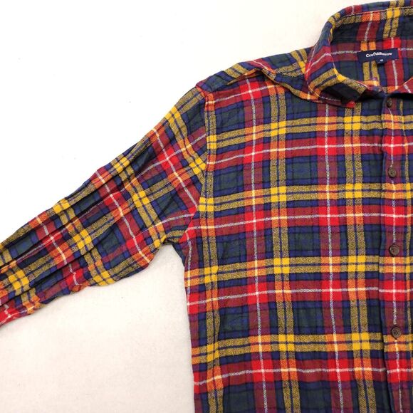Croft & Barrow Madras Flannel Button Up Shirt Mens Size Medium M Blue Red Yellow - Picture 4 of 10
